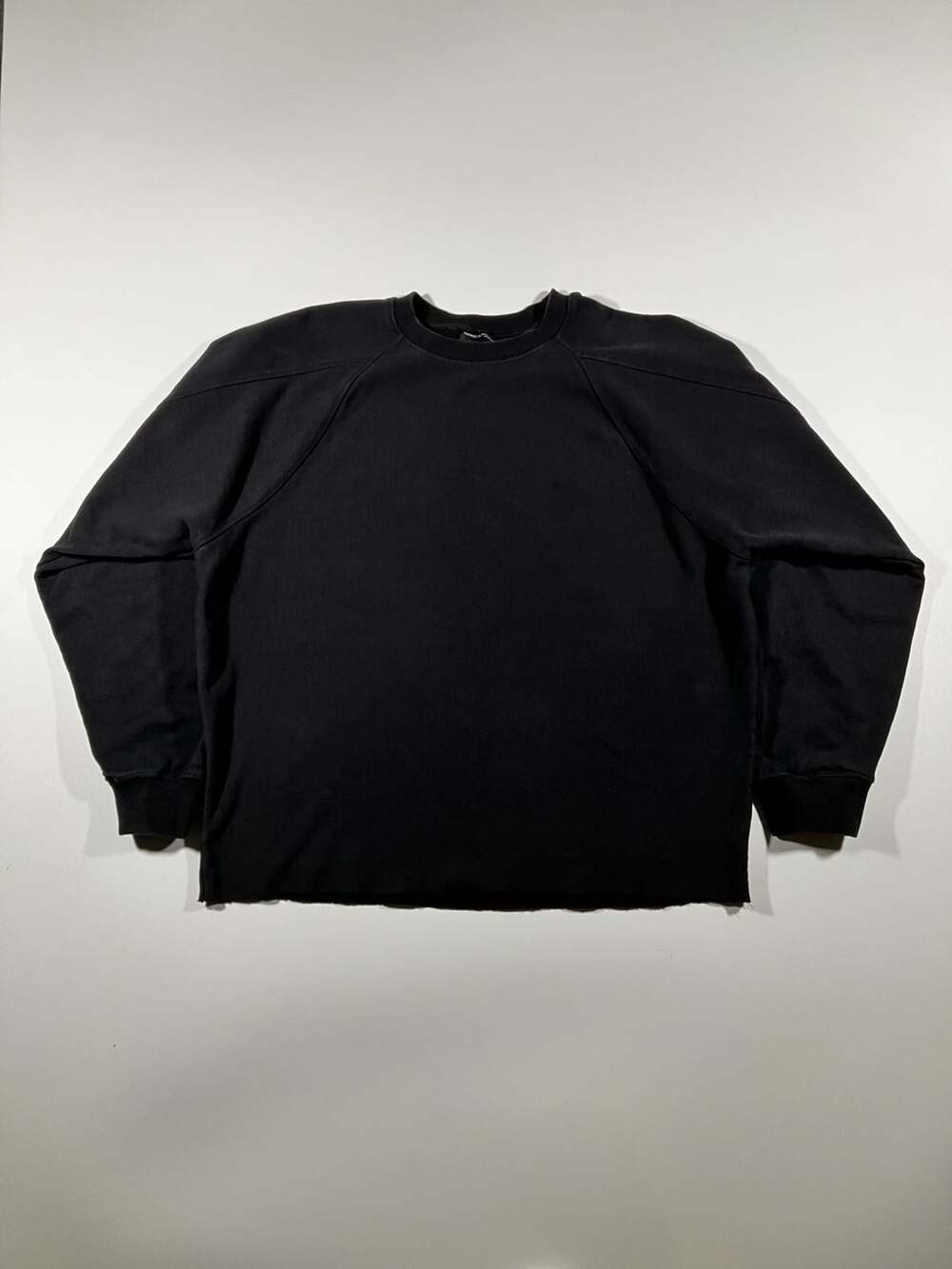 Black Mineral Washed Raglan Crewneck Sweatshirt